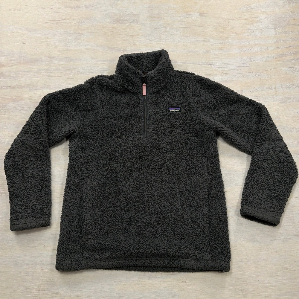 Patagonia Fleece Pullover Los Gatos XL 14 1/4 Zip Sherpa Gray Kids Girl